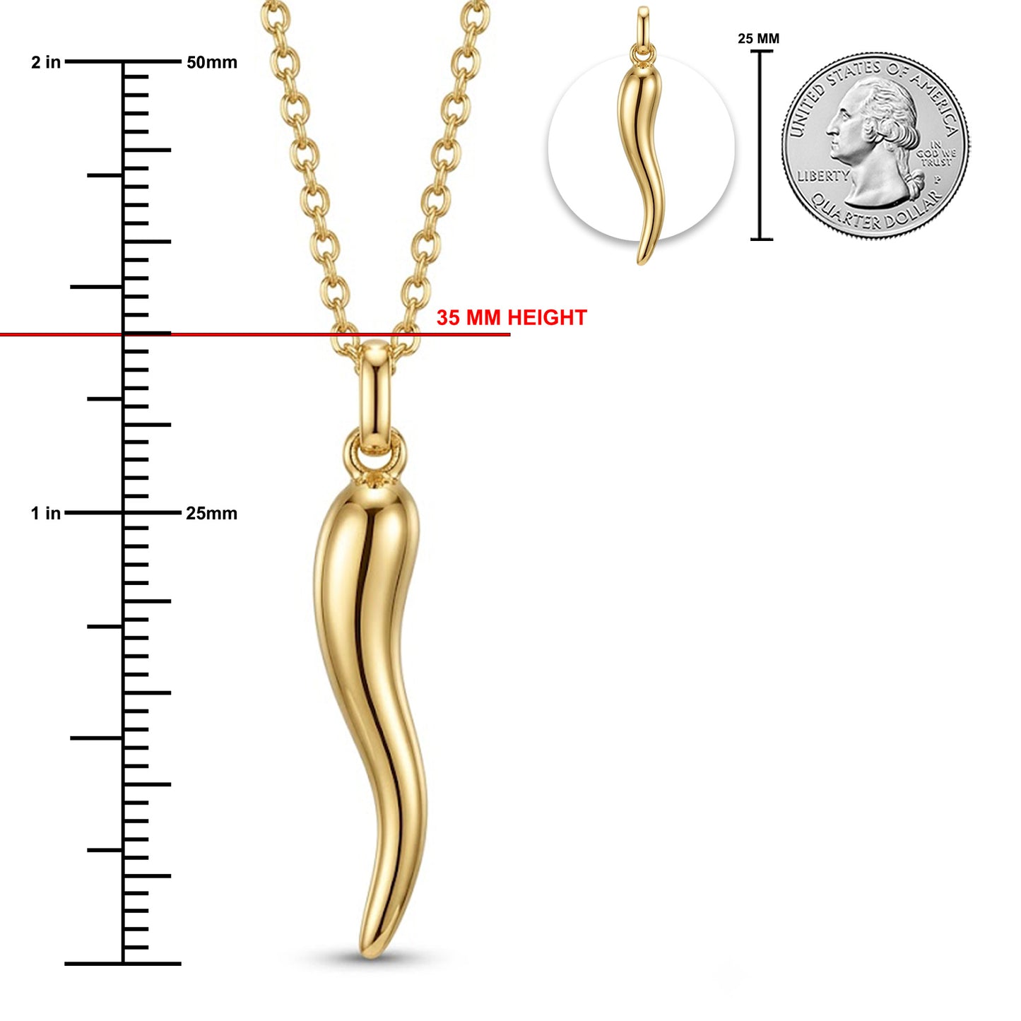 Gold Italian Horn Necklace