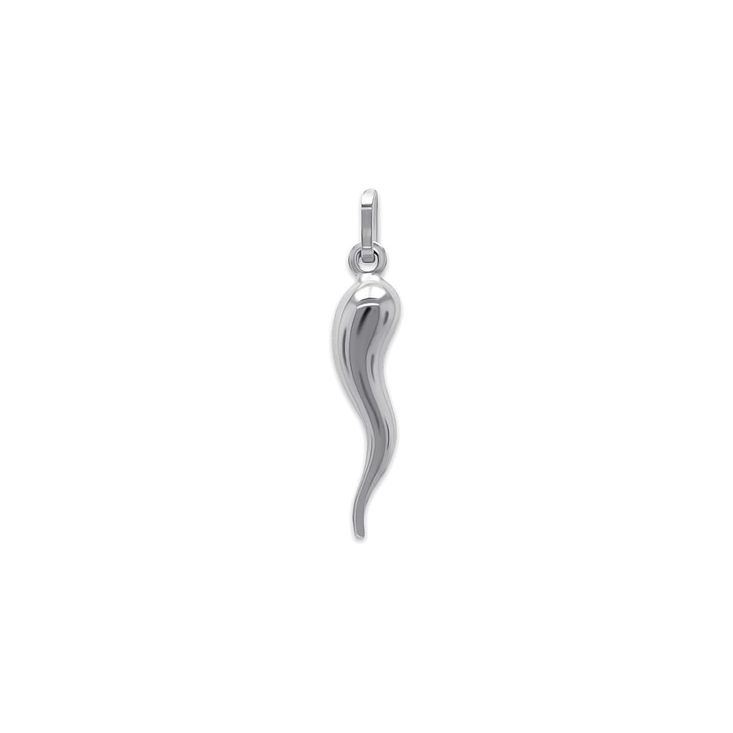 Italian Horn Charm Pendant - 925 Sterling Silver - Dangle Charm - Cornicello Pendant - Good Luck