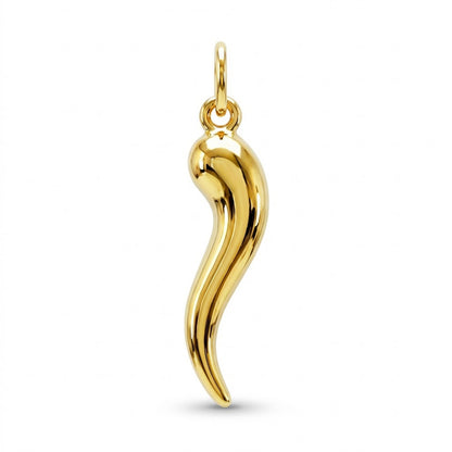 Gold Italian Horn Necklace – 10K Solid Gold Cornicello Good Luck Charm | Handmade Gold Italian Horn