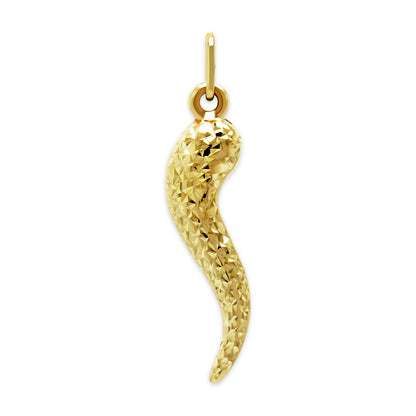 Gold Diamond Cut Italian Horn Charm