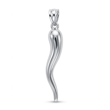 Italian Horn Charm Pendant -  925 Sterling Silver - Dangle Charm - Cornicello Pendant - Good Luck