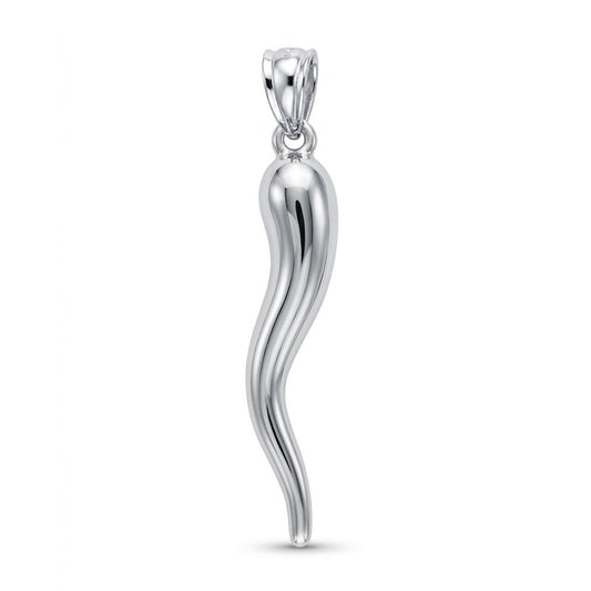 Italian Horn Charm Pendant -  925 Sterling Silver - Dangle Charm - Cornicello Pendant - Good Luck