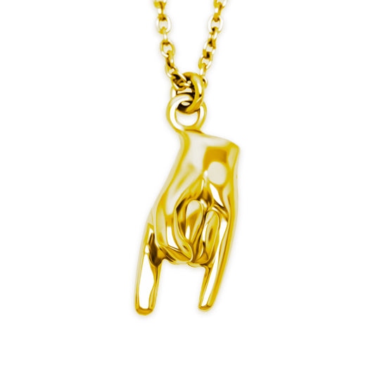 Gold Plated Hand Sign Necklace