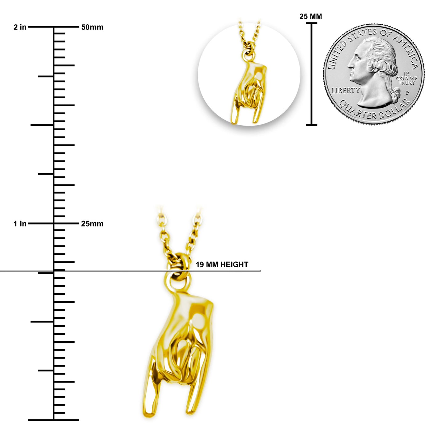 Gold Plated Hand Sign Necklace