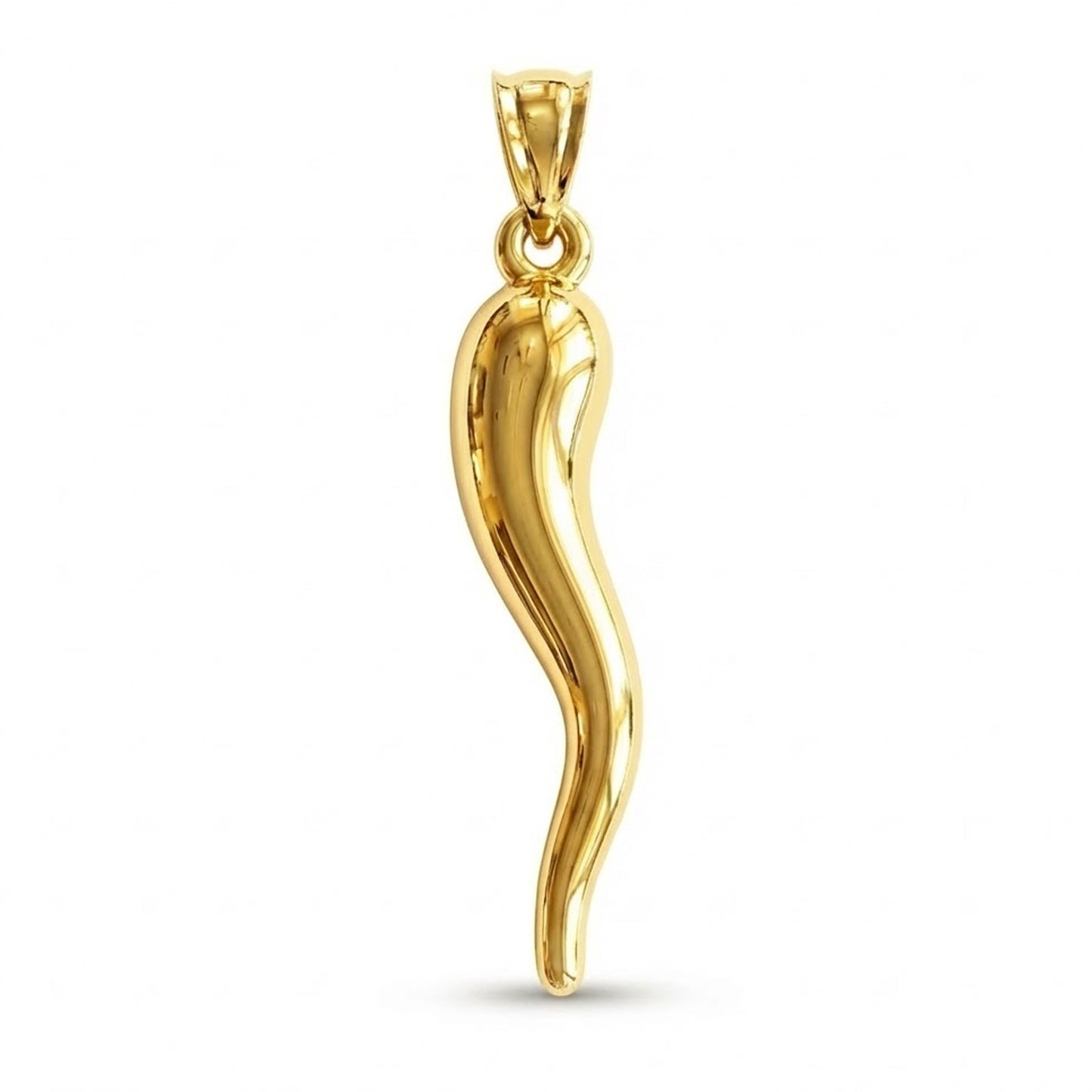 Gold Large Italian Horn Pendant 