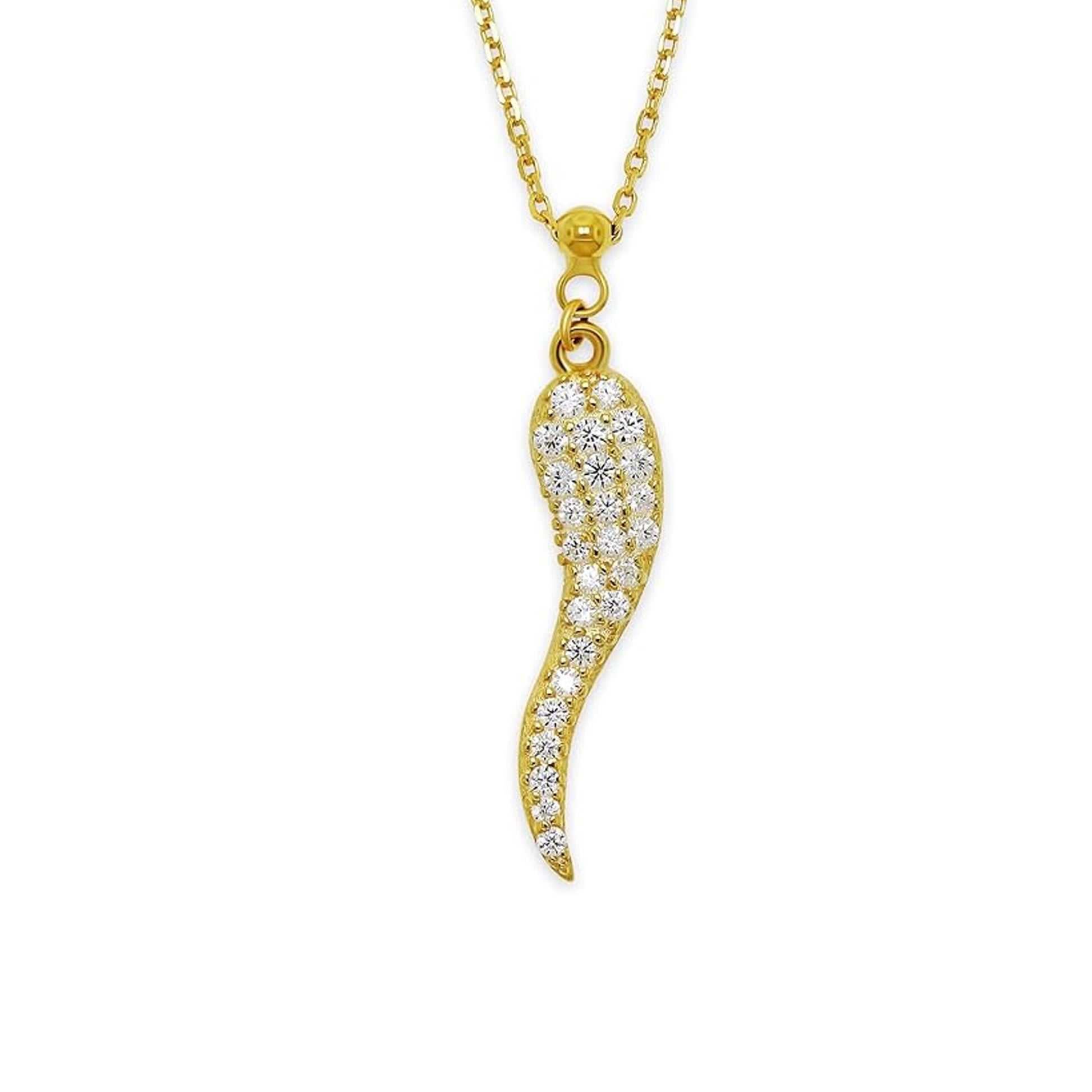 Yellow Gold Plated Italian Horn with CZ Stones
