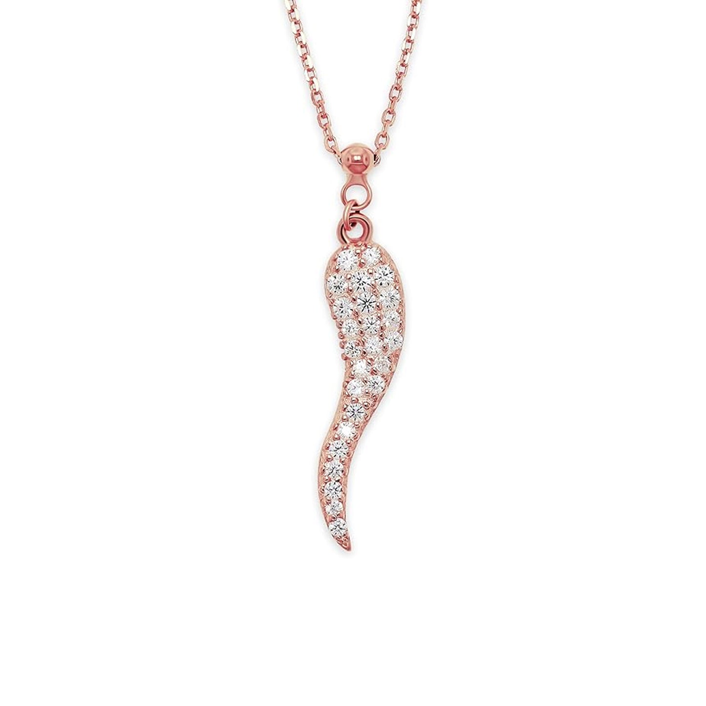 Rose Gold Plated Italian Horn with cz stones 