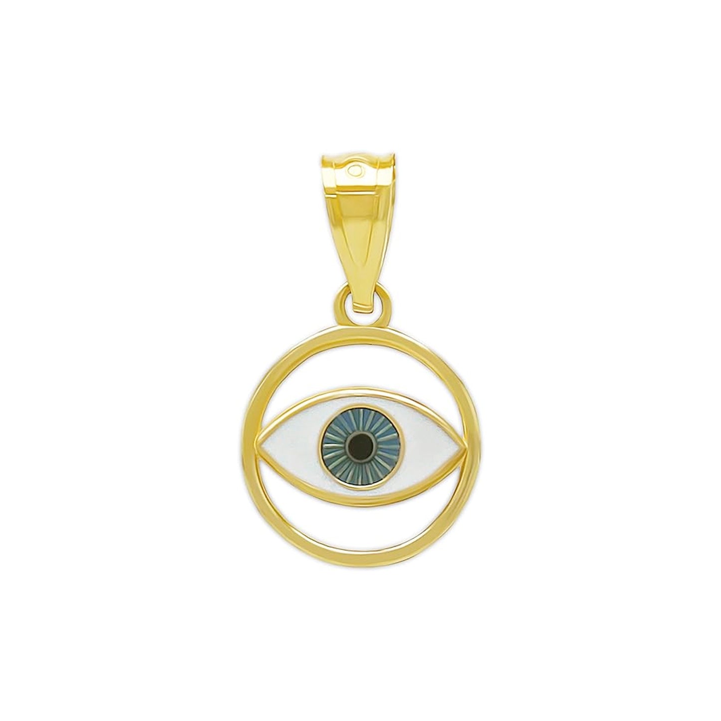 gold 14 karat evil eye charm pendant