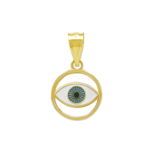 gold 14 karat evil eye charm pendant