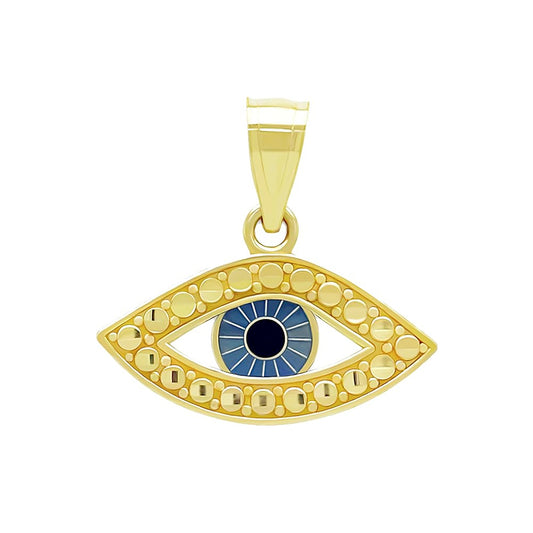 gold evil eye pendant for necklaces , made with real 10 karat gold 