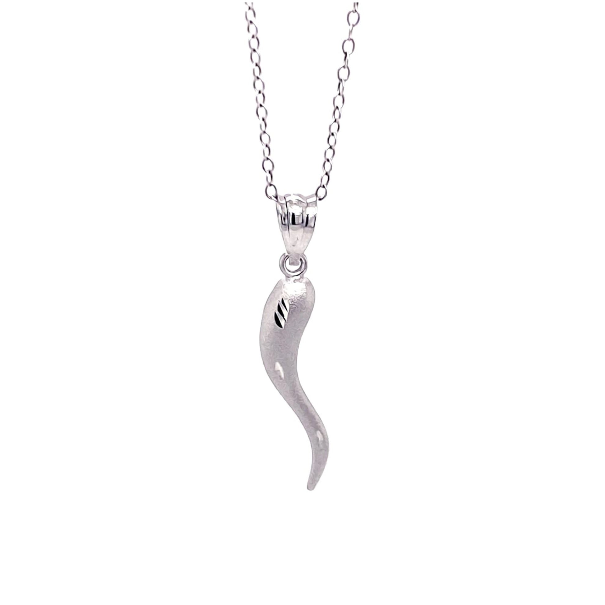 925 silver Italian horn pendant with a silver necklace 