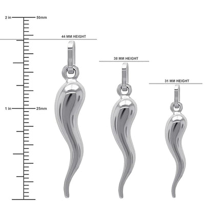 Italian Horn Charm Pendant -  925 Sterling Silver - Dangle Charm - Cornicello Pendant - Good Luck